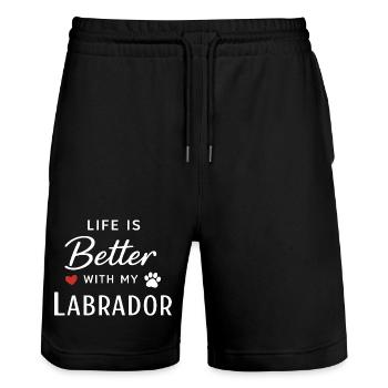 Life is Better with My Labrador Retriever Dog Love - Stanley/Stella Trainer Unisex Organic Jogging Shorts - black - Front - Nik (191cm) & Marisol (170cm)