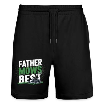 Papa Garten Rasenmäher Spruch Geschenk für Vater - Stanley/Stella Unisex Bio Joggingshorts Trainer  - Schwarz - Vorne - Nik (191cm) & Marisol (170cm)