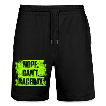 Nope can't raceday Car lover car guy mechanic - Stanley/Stella Trainer Unisex Organic Jogging Shorts - black - Front - Nik (191cm) & Marisol (170cm)