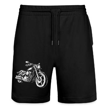 Motorcycle Motorcycle Rider - Stanley/Stella Trainer Unisex Organic Jogging Shorts - black - Front - Nik (191cm) & Marisol (170cm)