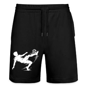 Fallrückzieher Fussball Silhouette - Stanley/Stella Unisex Bio Joggingshorts Trainer  - Schwarz - Vorne - Nik (191cm) & Marisol (170cm)