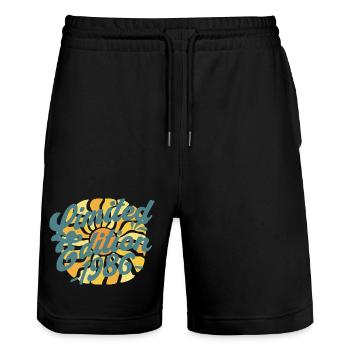 Limited Edition 1986 Birthday - Stanley/Stella Trainer Unisex Organic Jogging Shorts - black - Front - Nik (191cm) & Marisol (170cm)