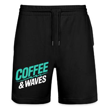 Coffee Waves Surfing Coffee & Waves Surfer Beach - Stanley/Stella Trainer Unisex Organic Jogging Shorts - black - Front - Nik (191cm) & Marisol (170cm)