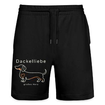 Dackelliebe Grosses Herz Dachshund Dog Lover - Stanley/Stella Trainer Unisex Organic Jogging Shorts - black - Front - Nik (191cm) & Marisol (170cm)