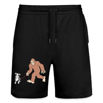 Boston Terrier - Stanley/Stella Unisex Bio Joggingshorts Trainer  - Schwarz - Vorne - Nik (191cm) & Marisol (170cm)
