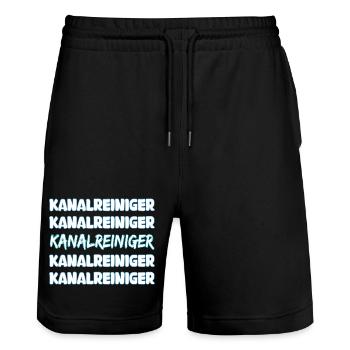 Beruf Kanalreiniger - Stanley/Stella Unisex Bio Joggingshorts Trainer  - Schwarz - Vorne - Nik (191cm) & Marisol (170cm)