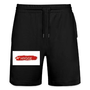 Hygge Rot – Dänische Gemütlichkeit - Stanley/Stella Unisex Bio Joggingshorts Trainer  - Schwarz - Vorne - Nik (191cm) & Marisol (170cm)