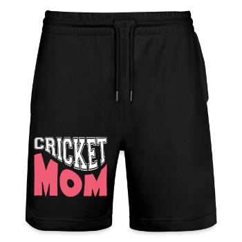 Cricket-Mama Stolz Sport-Mama-Geschenk - Stanley/Stella Unisex Bio Joggingshorts Trainer  - Schwarz - Vorne - Nik (191cm) & Marisol (170cm)