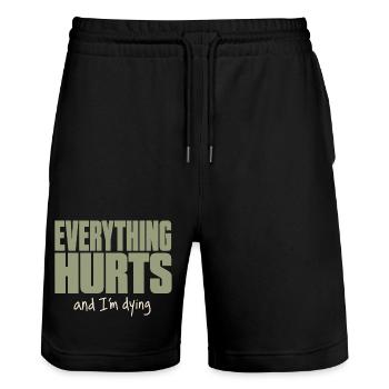 Alles tut weh - Lustiges Fitness Shirt - Stanley/Stella Unisex Bio Joggingshorts Trainer  - Schwarz - Vorne - Nik (191cm) & Marisol (170cm)