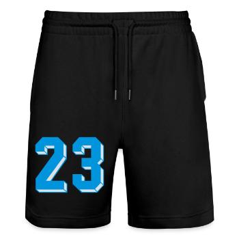 dreiundzwanzig - Stanley/Stella Trainer Unisex Organic Jogging Shorts - black - Front - Nik (191cm) & Marisol (170cm)