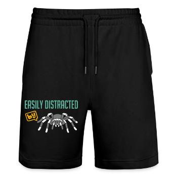 Verrückt nach Vogelspinnen lustiger Spinnenspruch - Stanley/Stella Unisex Bio Joggingshorts Trainer  - Schwarz - Vorne - Nik (191cm) & Marisol (170cm)
