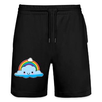Cute cloud with rainbow - Stanley/Stella Trainer Unisex Organic Jogging Shorts - black - Front - Nik (191cm) & Marisol (170cm)