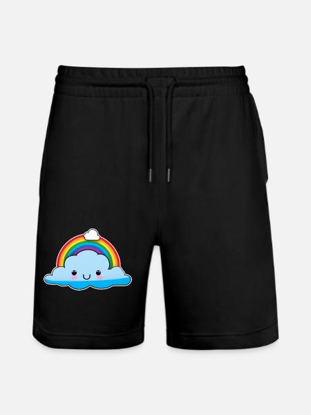 Cute cloud with rainbow - Stanley/Stella Trainer Unisex Organic Jogging Shorts - black