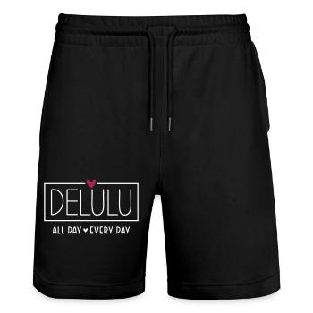 Delulu toute la journée tous les jours - Short de jogging bio TRAINER Stanley/Stella unisexe - noir - Devant - Nik (191cm) & Marisol (170cm)