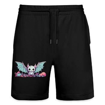 Gothic Kawaii Bat Anime Manga Design - Stanley/Stella Trainer Unisex Organic Jogging Shorts - black - Front - Nik (191cm) & Marisol (170cm)