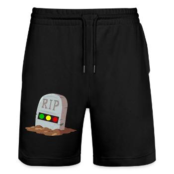 Ampel Ruhe in Frieden RIP - Stanley/Stella Unisex Bio Joggingshorts Trainer  - Schwarz - Vorne - Nik (191cm) & Marisol (170cm)
