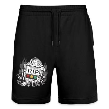 Ampel Ruhe in Frieden RIP - Stanley/Stella Unisex Bio Joggingshorts Trainer  - Schwarz - Vorne - Nik (191cm) & Marisol (170cm)
