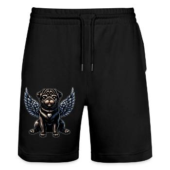 Ange carlin mignon de style baroque gothique - Short de jogging bio TRAINER Stanley/Stella unisexe - noir - Devant - Nik (191cm) & Marisol (170cm)