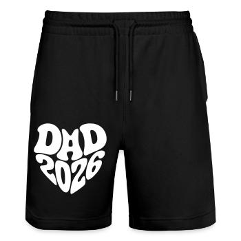 Dad 2026 Heart Shape Father Baby Heart Shape Dad 2026 - Stanley/Stella Trainer Unisex Organic Jogging Shorts - black - Front - Nik (191cm) & Marisol (170cm)