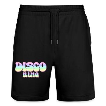 Discoking 70er Jahre Party groovy 70s Disco King - Stanley/Stella Unisex Bio Joggingshorts Trainer  - Schwarz - Vorne - Nik (191cm) & Marisol (170cm)