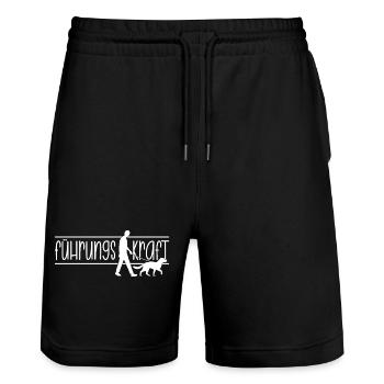 Führungskraft Mann Hund Gassi gehen Herrchen - Stanley/Stella Unisex Bio Joggingshorts Trainer  - Schwarz - Vorne - Nik (191cm) & Marisol (170cm)