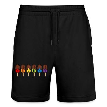 CRÈME GLACÉE AU CHOCOLAT D’ÉTÉ MANGEANT DE LA CRÈME GLACÉE D’ÉTÉ COLORÉE ARC-EN-CIEL - Short de jogging bio TRAINER Stanley/Stella unisexe - noir - Devant - Nik (191cm) & Marisol (170cm)
