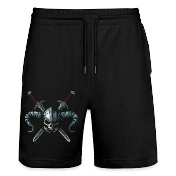 Warrior Skull 2 swords - Short de jogging bio TRAINER Stanley/Stella unisexe - noir - Devant - Nik (191cm) & Marisol (170cm)