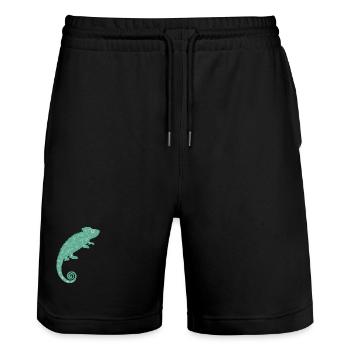 Caméléon vert - Short de jogging bio TRAINER Stanley/Stella unisexe - noir - Devant - Nik (191cm) & Marisol (170cm)