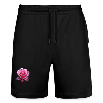 Chrom Rose - Stanley/Stella Unisex Bio Joggingshorts Trainer  - Schwarz - Vorne - Nik (191cm) & Marisol (170cm)