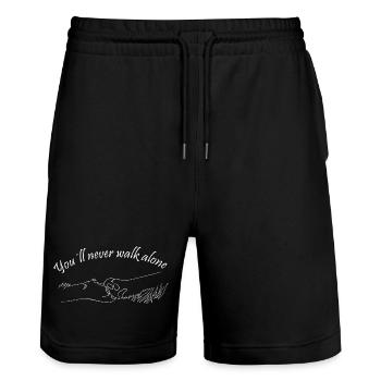 Pfotenliebe - Stanley/Stella Unisex Bio Joggingshorts Trainer  - Schwarz - Vorne - Nik (191cm) & Marisol (170cm)