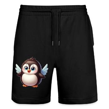 Süßer Pinguin Engel Cartoon Blaue Augen - Stanley/Stella Unisex Bio Joggingshorts Trainer  - Schwarz - Vorne - Nik (191cm) & Marisol (170cm)