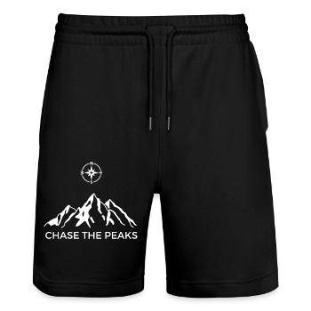 Mountain Clothing | Chase the Peaks - Stanley/Stella Trainer Unisex Organic Jogging Shorts - black - Front - Nik (191cm) & Marisol (170cm)