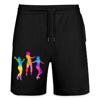 danseuse,danse,illustration,coloré,graffiti - Short de jogging bio TRAINER Stanley/Stella unisexe - noir - Devant - Nik (191cm) & Marisol (170cm)