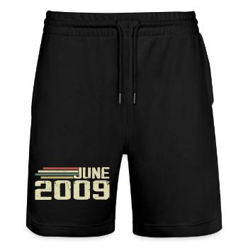 June 2009 Anniversary June 2009 June 2009 Birthday - Stanley/Stella Trainer Unisex Organic Jogging Shorts - black - Front - Nik (191cm) & Marisol (170cm)