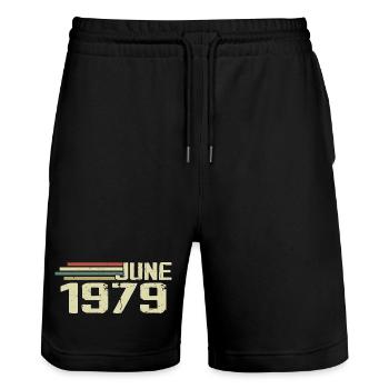 Juni 1979 Jahrestag Juni 1979 Juni 1979 Geburtstag - Stanley/Stella Unisex Bio Joggingshorts Trainer  - Schwarz - Vorne - Nik (191cm) & Marisol (170cm)