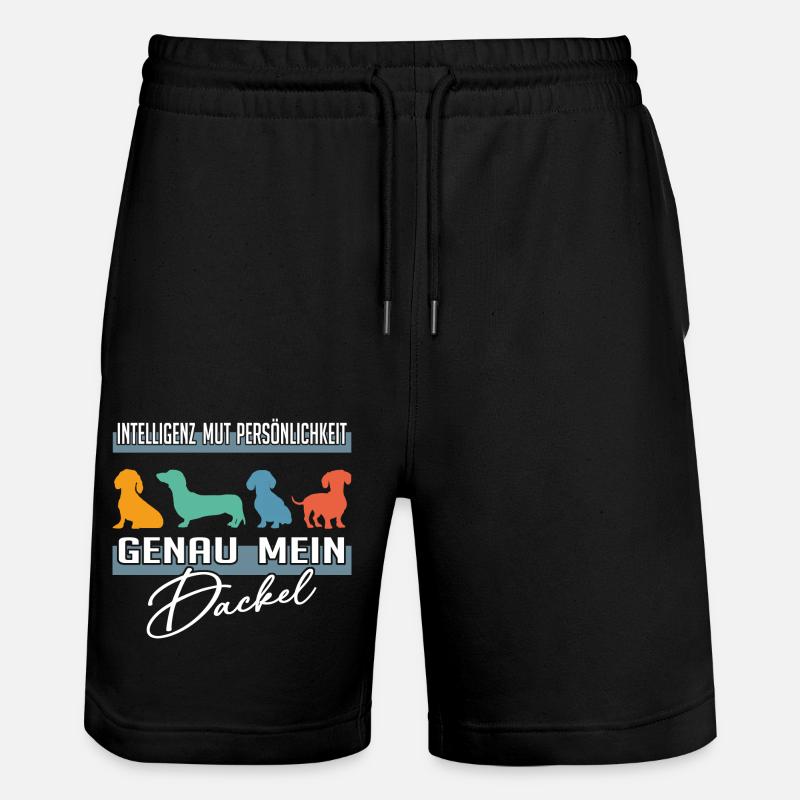 Intelligenz Mut Persönlichkeit - mein Dackel - Stanley/Stella Unisex Bio Joggingshorts Trainer  - Schwarz