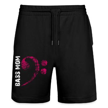 Bass Mom - Maman joue de la basse - Short de jogging bio TRAINER Stanley/Stella unisexe - noir - Devant - Nik (191cm) & Marisol (170cm)
