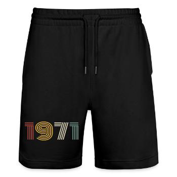1971 Retro Style 1971 Birthday 1971 Vintage - Stanley/Stella Trainer Unisex Organic Jogging Shorts - black - Front - Nik (191cm) & Marisol (170cm)
