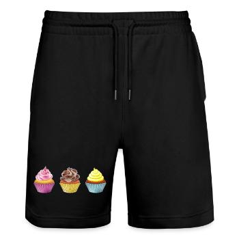 Muffins - Short de jogging bio TRAINER Stanley/Stella unisexe - noir - Devant - Nik (191cm) & Marisol (170cm)