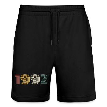 1992 Retro Style 1992 Birthday 1992 Vintage - Stanley/Stella Trainer Unisex Organic Jogging Shorts - black - Front - Nik (191cm) & Marisol (170cm)