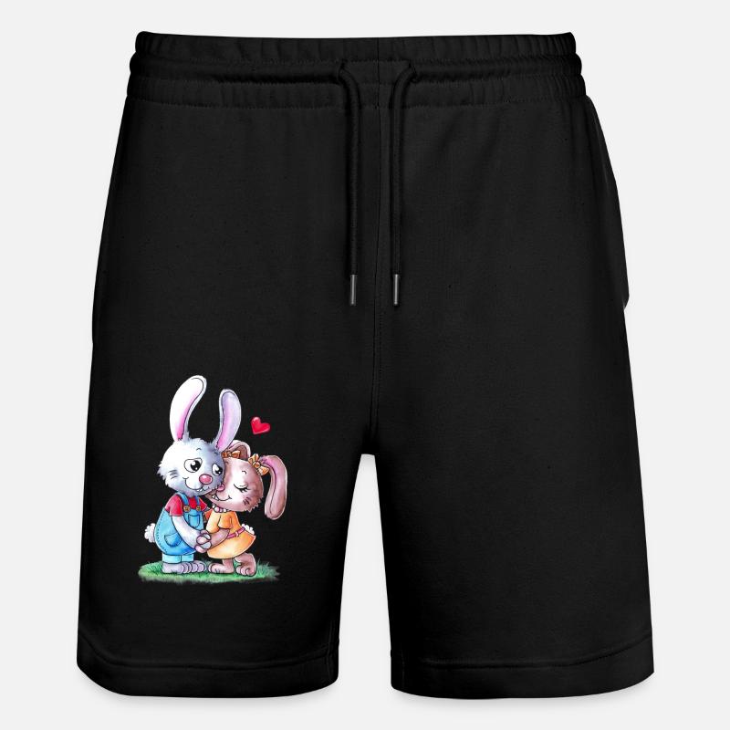 Süßes Comic Osterhasen Paar - Stanley/Stella Unisex Bio Joggingshorts Trainer  - Schwarz