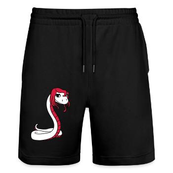 schlange weiblich frau huebsch girl maedchen sexy - Stanley/Stella Unisex Bio Joggingshorts Trainer  - Schwarz - Vorne - Nik (191cm) & Marisol (170cm)