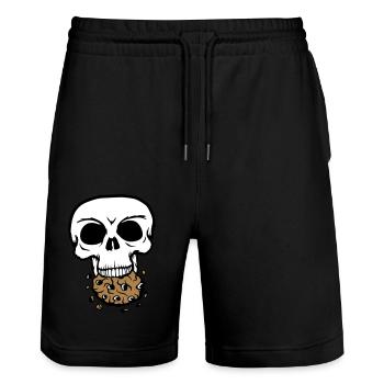 skull dead death die head bones skeleton dead - Stanley/Stella Trainer Unisex Organic Jogging Shorts - black - Front - Nik (191cm) & Marisol (170cm)