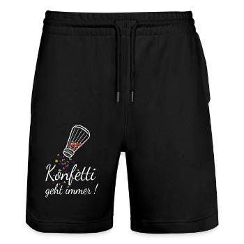 Confetti always goes carnival - Stanley/Stella Trainer Unisex Organic Jogging Shorts - black - Front - Nik (191cm) & Marisol (170cm)