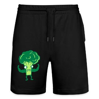 brokkoli bodybuilder stark muskeln gesund vitamine - Stanley/Stella Unisex Bio Joggingshorts Trainer  - Schwarz - Vorne - Nik (191cm) & Marisol (170cm)