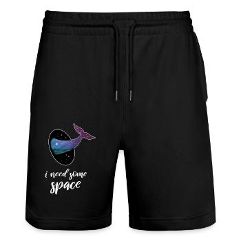 I need some space: Wal Weltall Space Galaxy - Stanley/Stella Unisex Bio Joggingshorts Trainer  - Schwarz - Vorne - Nik (191cm) & Marisol (170cm)