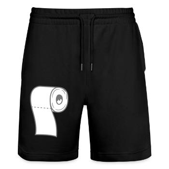 toilette papier papier klo toilette wc salle de bain stu - Short de jogging bio TRAINER Stanley/Stella unisexe - noir - Devant - Nik (191cm) & Marisol (170cm)