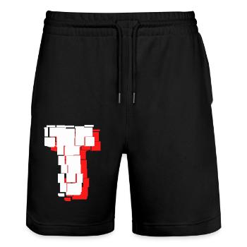 Carreaux blanc rouge t - Short de jogging bio TRAINER Stanley/Stella unisexe - noir - Devant - Nik (191cm) & Marisol (170cm)