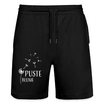 Pissenlit blanc - Short de jogging bio TRAINER Stanley/Stella unisexe - noir - Devant - Nik (191cm) & Marisol (170cm)