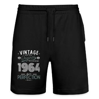 1964 vintage original gift birthday 58 years - Stanley/Stella Trainer Unisex Organic Jogging Shorts - black - Front - Nik (191cm) & Marisol (170cm)